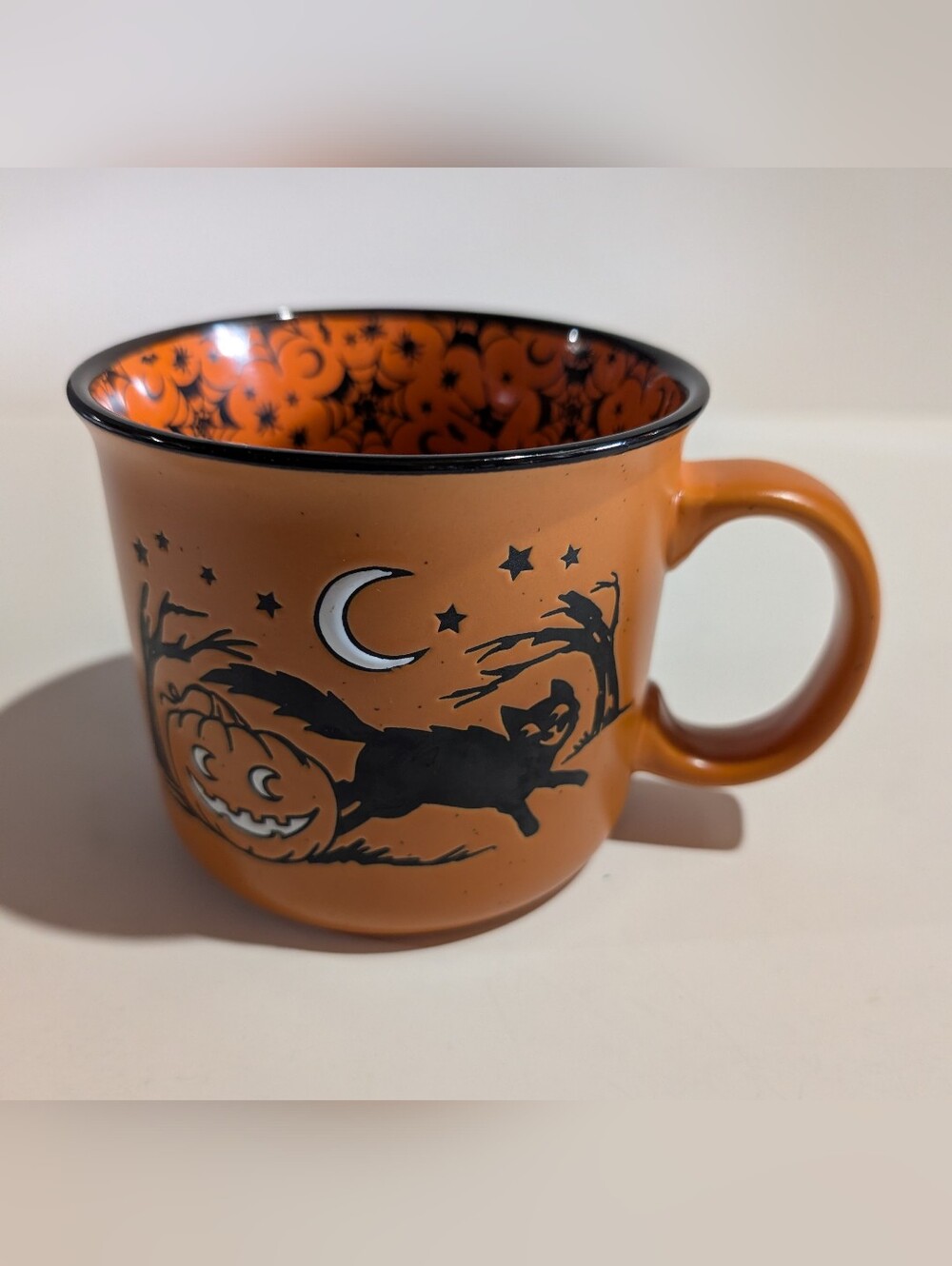 Cobwebs And Cauldrons Halloween Coffee Tea Mug Pumpkin Cat Spooky